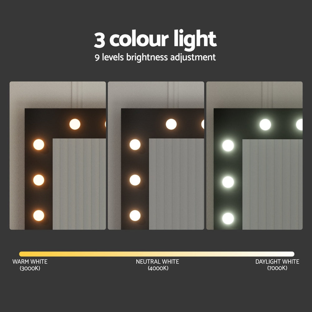 Onyx LED Dressing Table Set – Black – 12 LED Bulbs