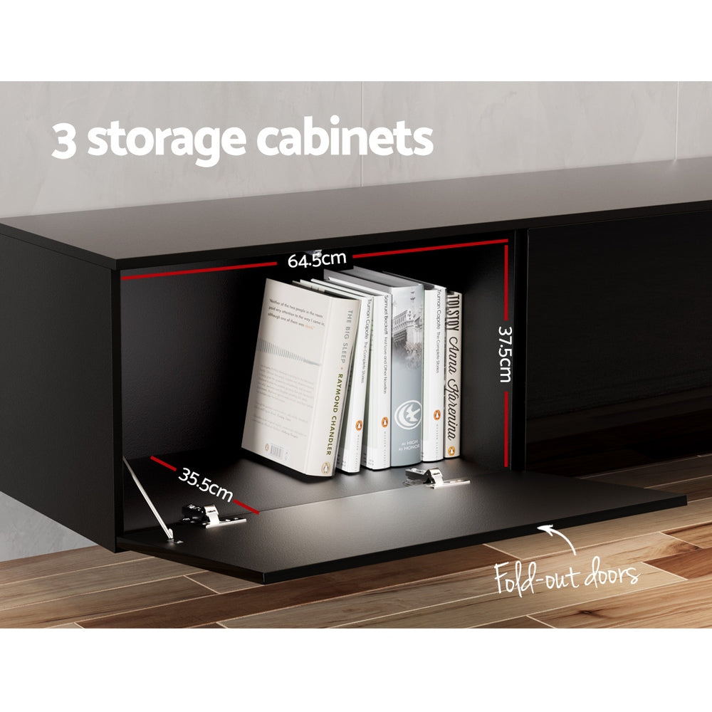 Hugo Floating Entertainment Unit – Black – 200 cm