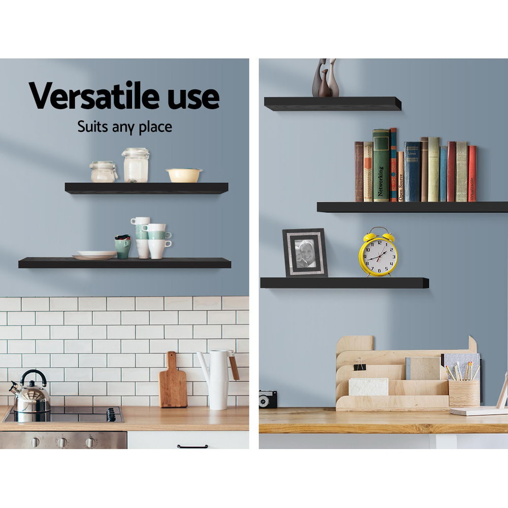 Hover Floating Wall Shelves – Black – Set of 3