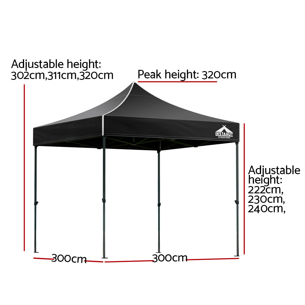 Kairo Pop Up Gazebo – Black – 3 x 3 m