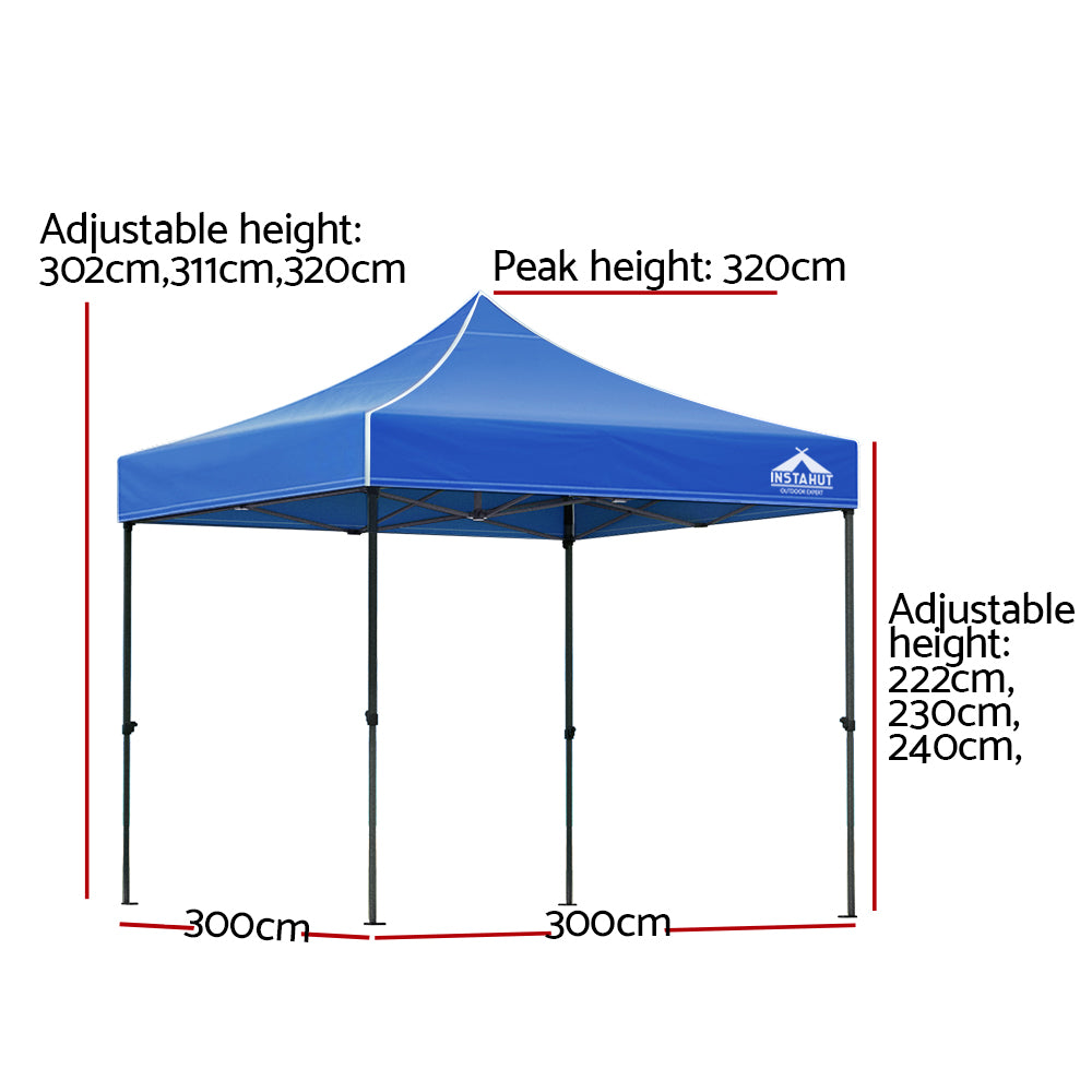 Hudson Pop Up Gazebo – Blue – 3m x 3m