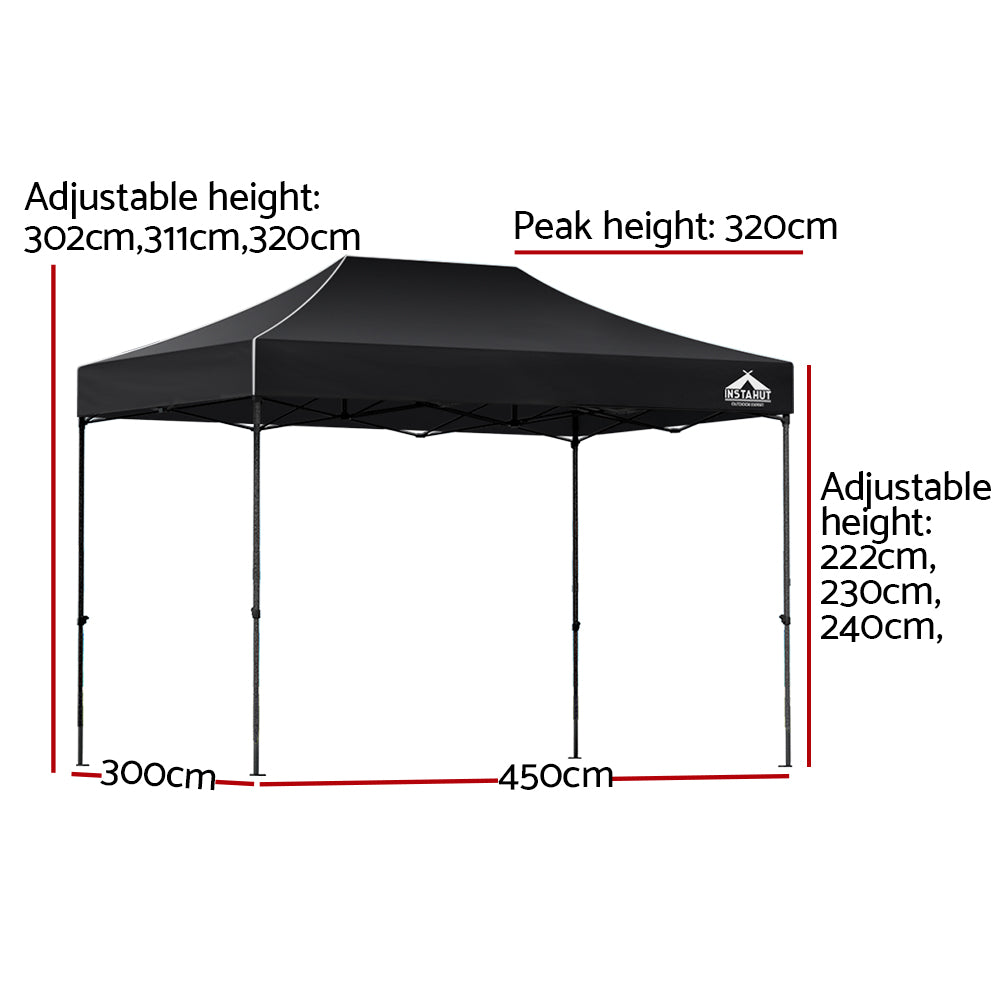 Valentina Pop-Up Outdoor Gazebo – Black – 3 × 4.5 m