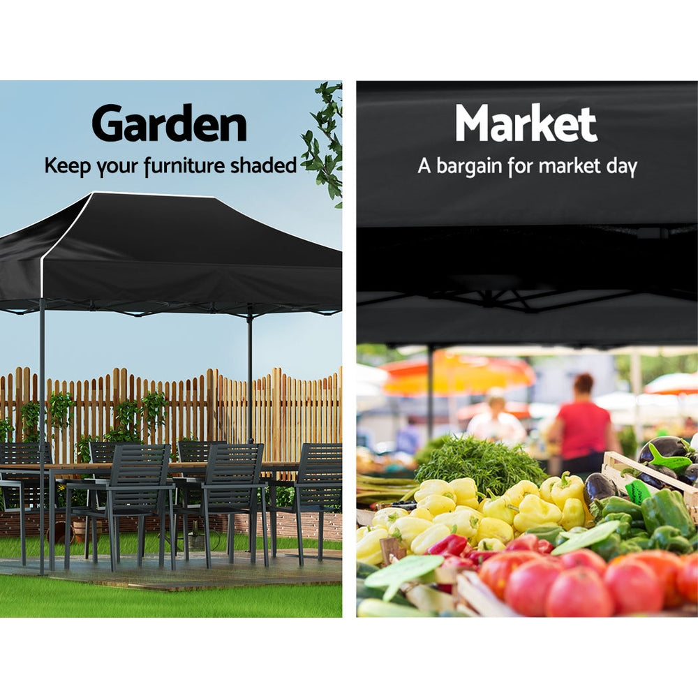 Valentina Pop-Up Outdoor Gazebo – Black – 3 × 4.5 m