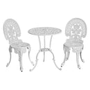 3 PC Outdoor Bistro Dining Set – Aluminium, White