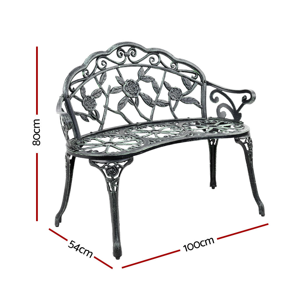 Kairo Cast Aluminium Garden Bench – Green – 100 cm