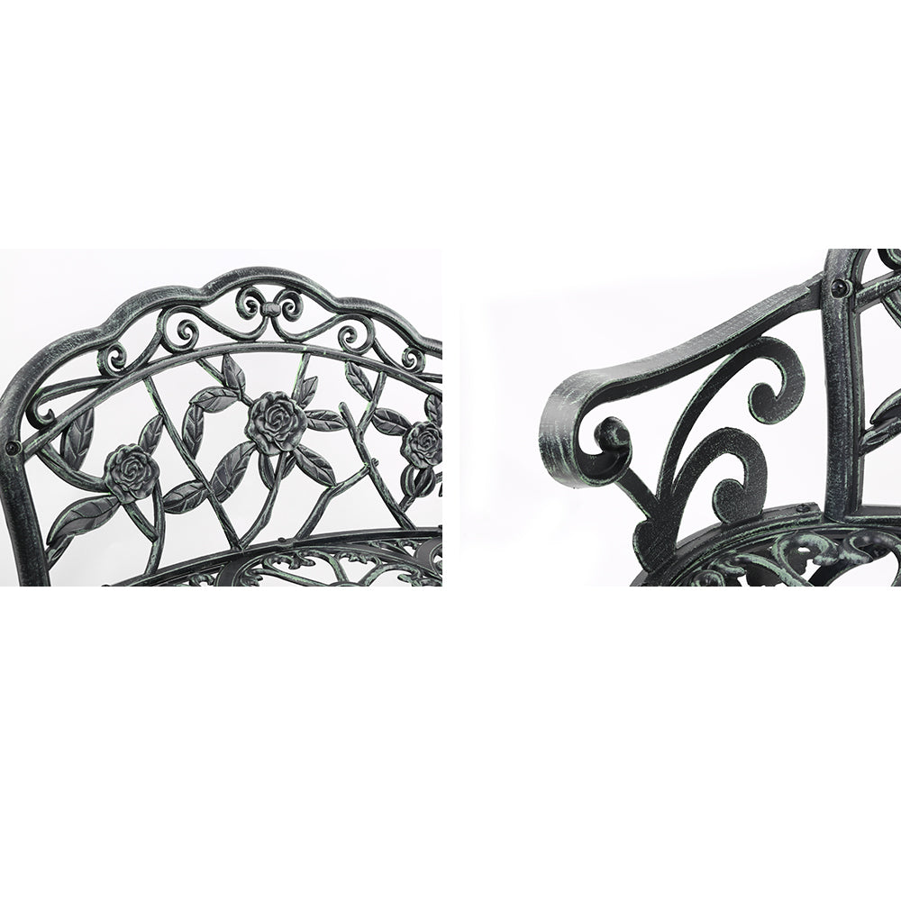 Kairo Cast Aluminium Garden Bench – Green – 100 cm