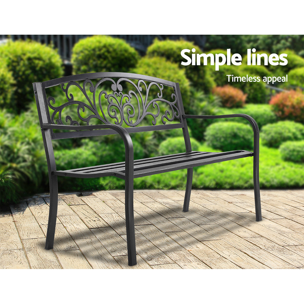 Serano Garden Bench – Black – 3 Seater