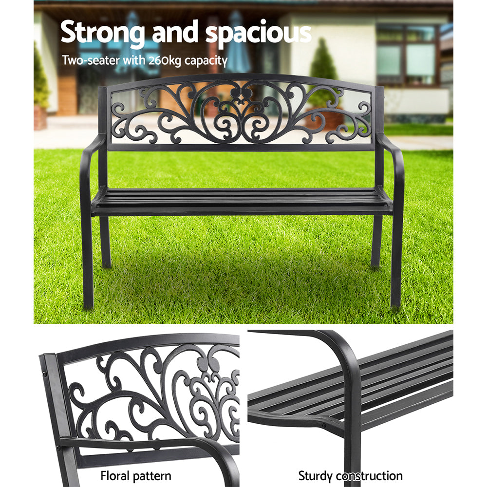 Serano Garden Bench – Black – 3 Seater