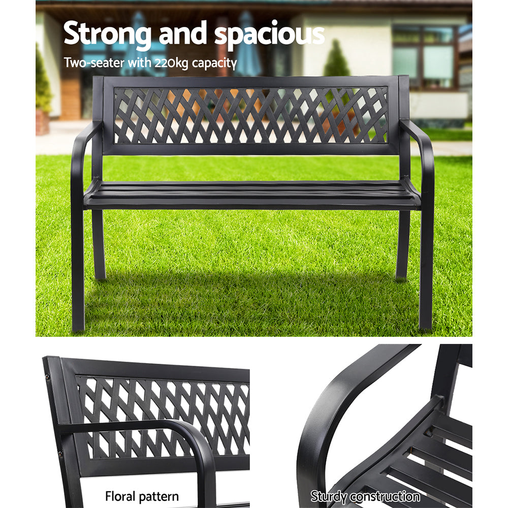 Alderon Garden Bench – Black – 2 Seater