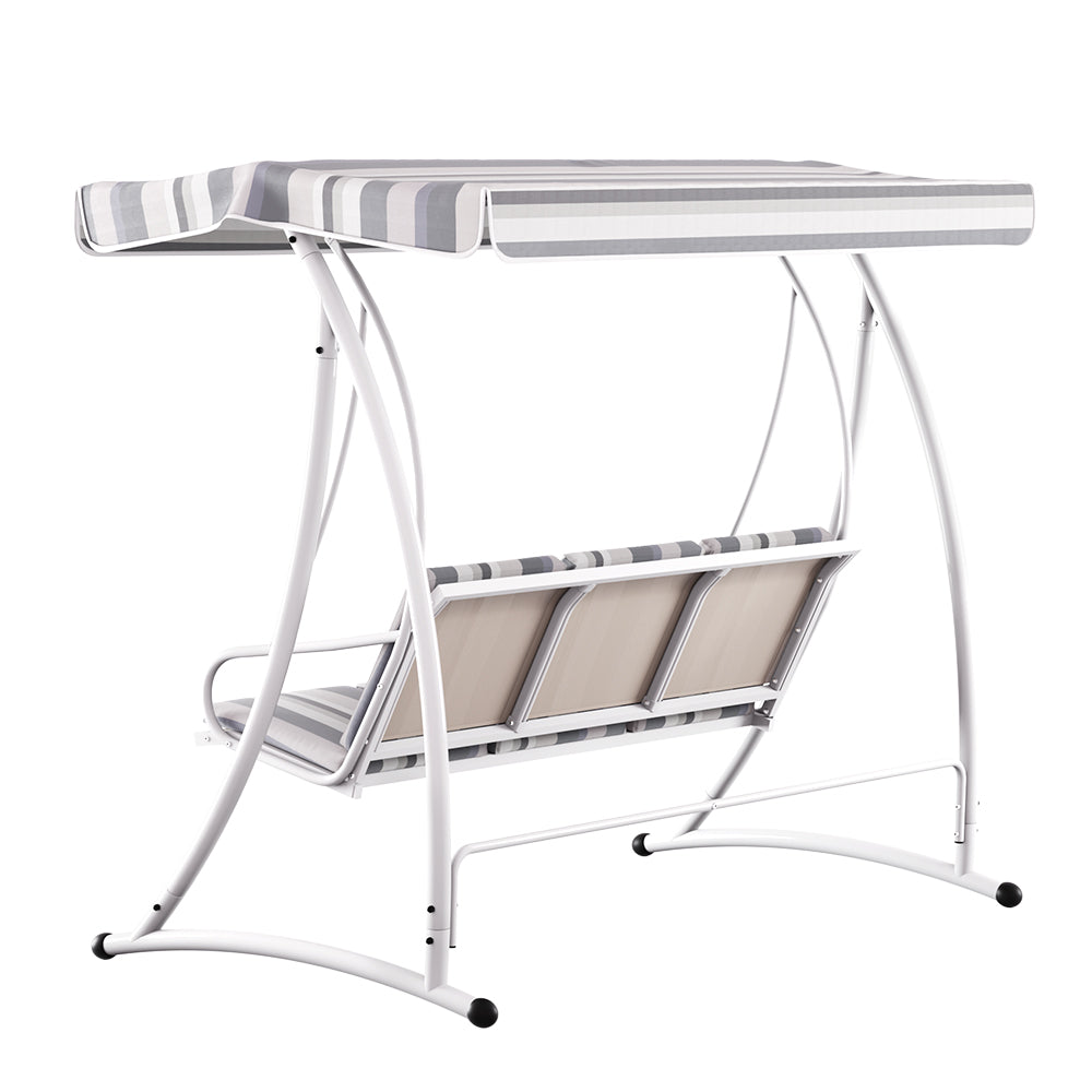 Kairo Garden Swing Chair with Canopy – White Grey – 3 Seater