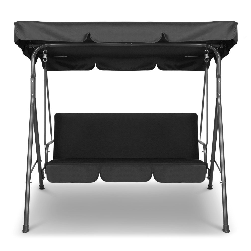 Majka Outdoor Canopy Swing Chair – Black – 3 Seater