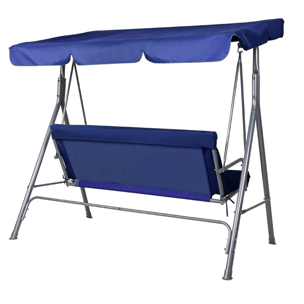 Fiora Outdoor Swing Chair with Canopy – Navy – 3 Seater