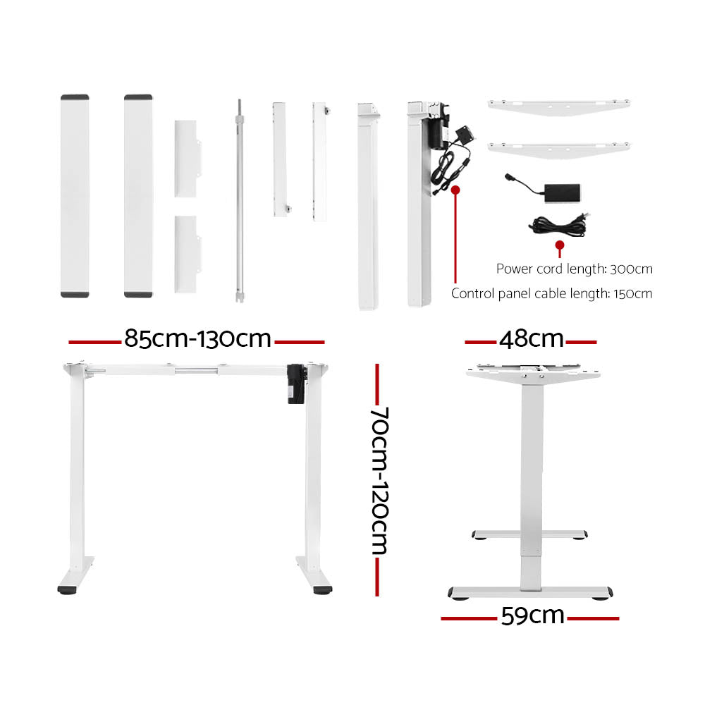 Keiran Electric Standing Desk – White & Oak – 140 cm