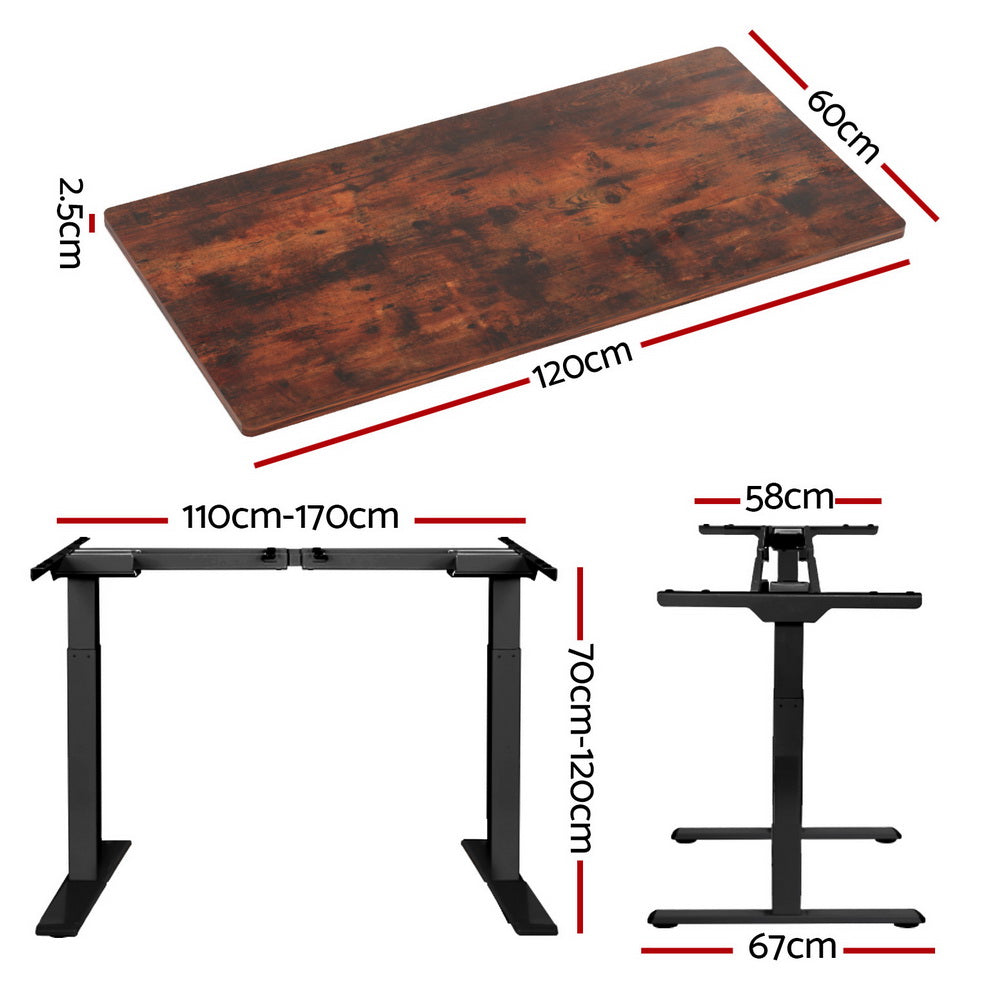 Alderon Electric Sit Stand Desk – Brown / Wood – 120 cm