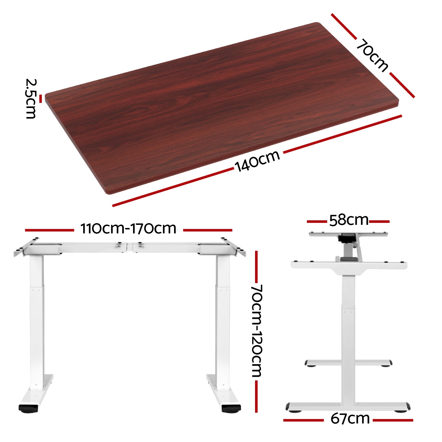Marston Electric Sit Stand Desk – Brown – 140 cm