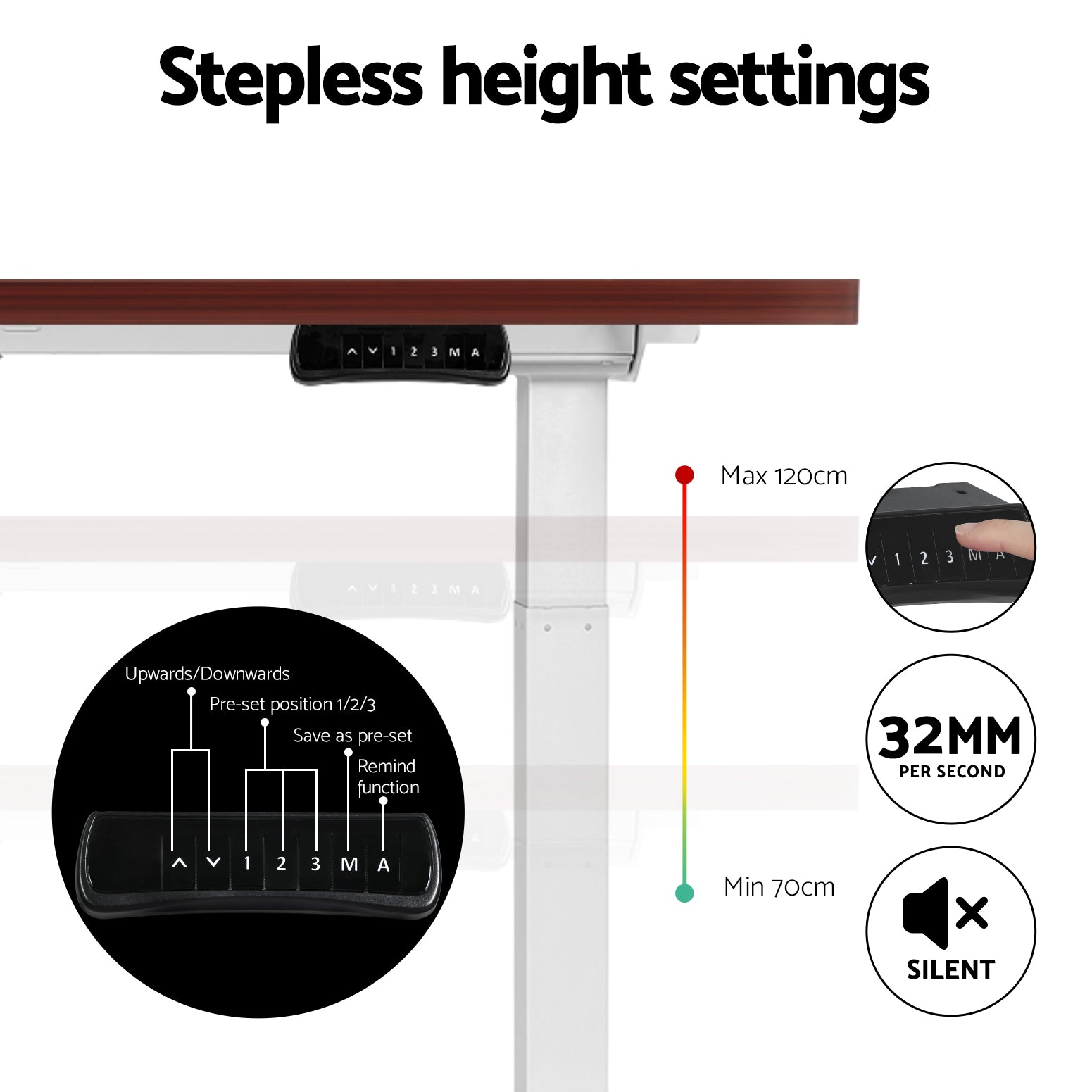 Marston Electric Sit Stand Desk – Brown – 140 cm