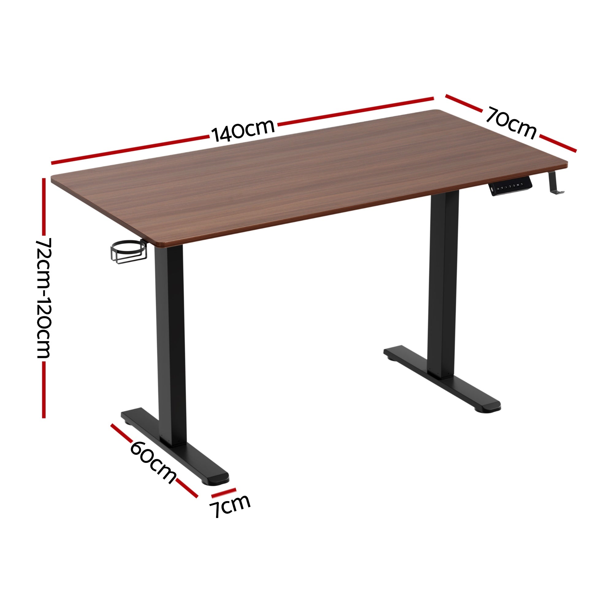 Kairo Dual Motor Electric Desk – Walnut – 140 cm