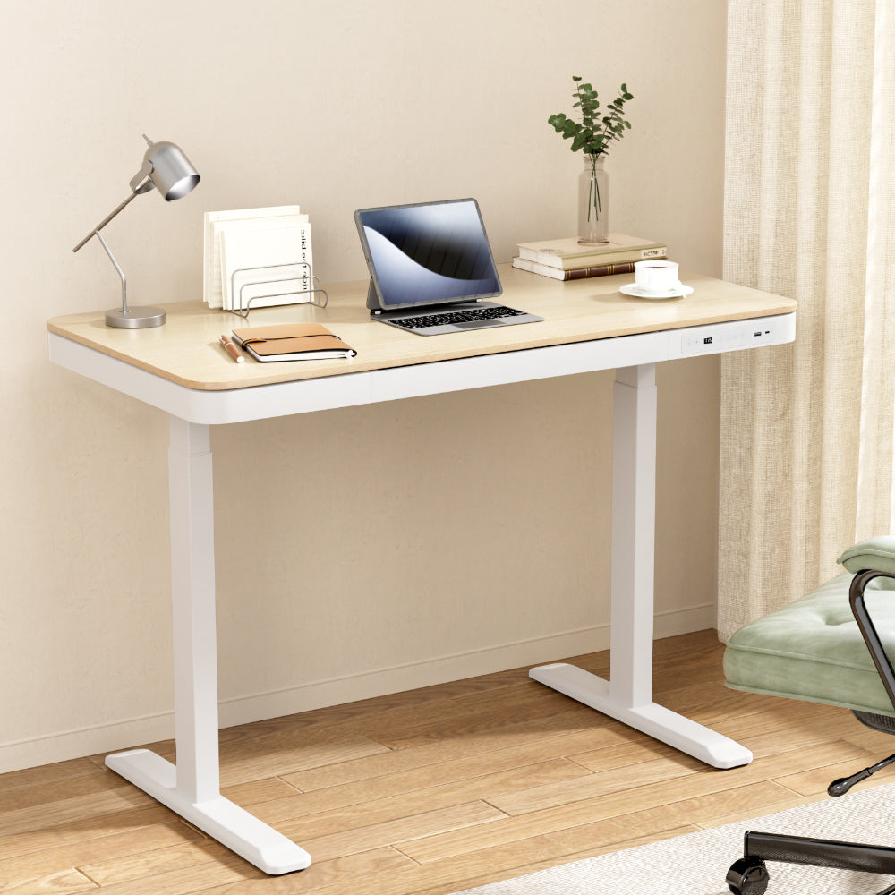 Standing Desk Motorised Electric Dual Motor Draw 120CM Oak