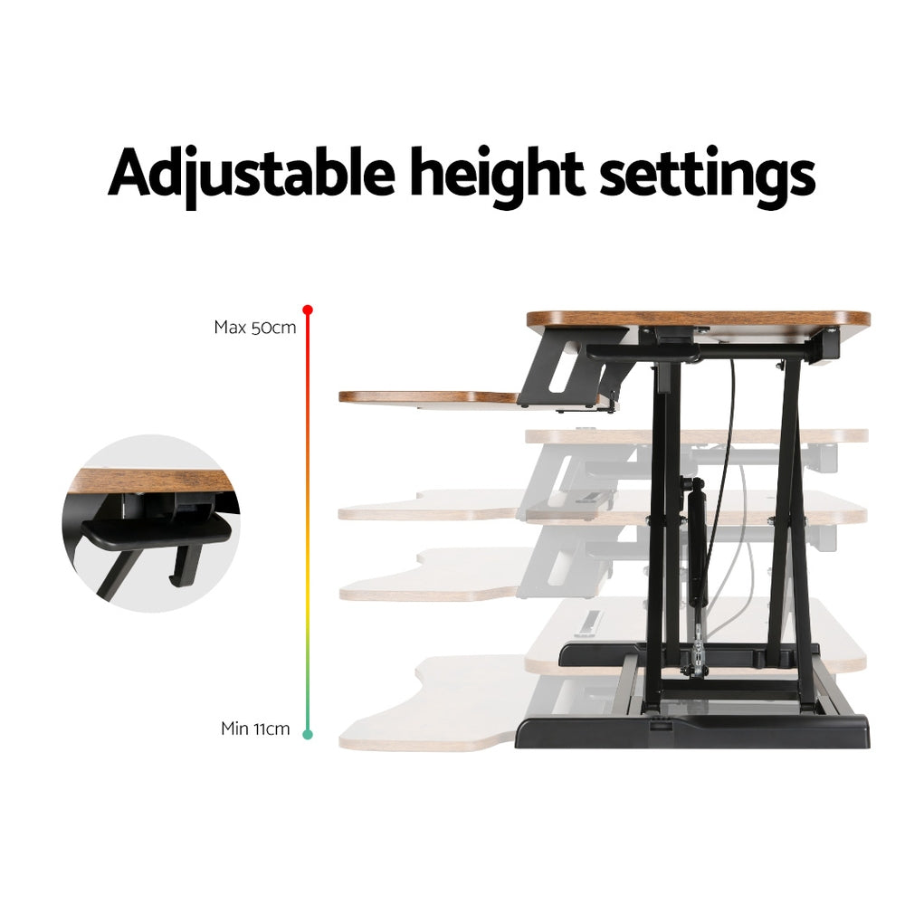 Marston Height Adjustable Desk Riser – Rustic Brown – 80 cm