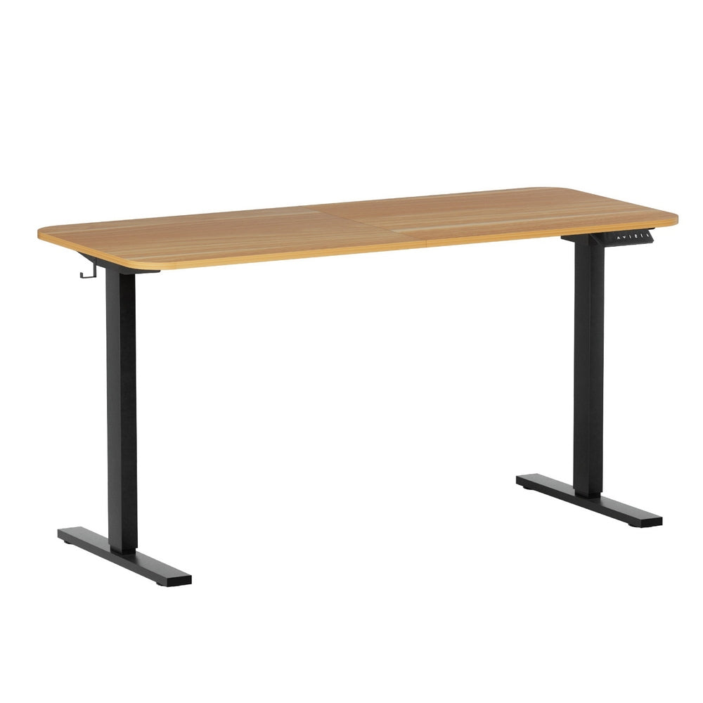 Electric Standing Desk 140cm Adjustable Height Motorised Home Office Desk Oak Black