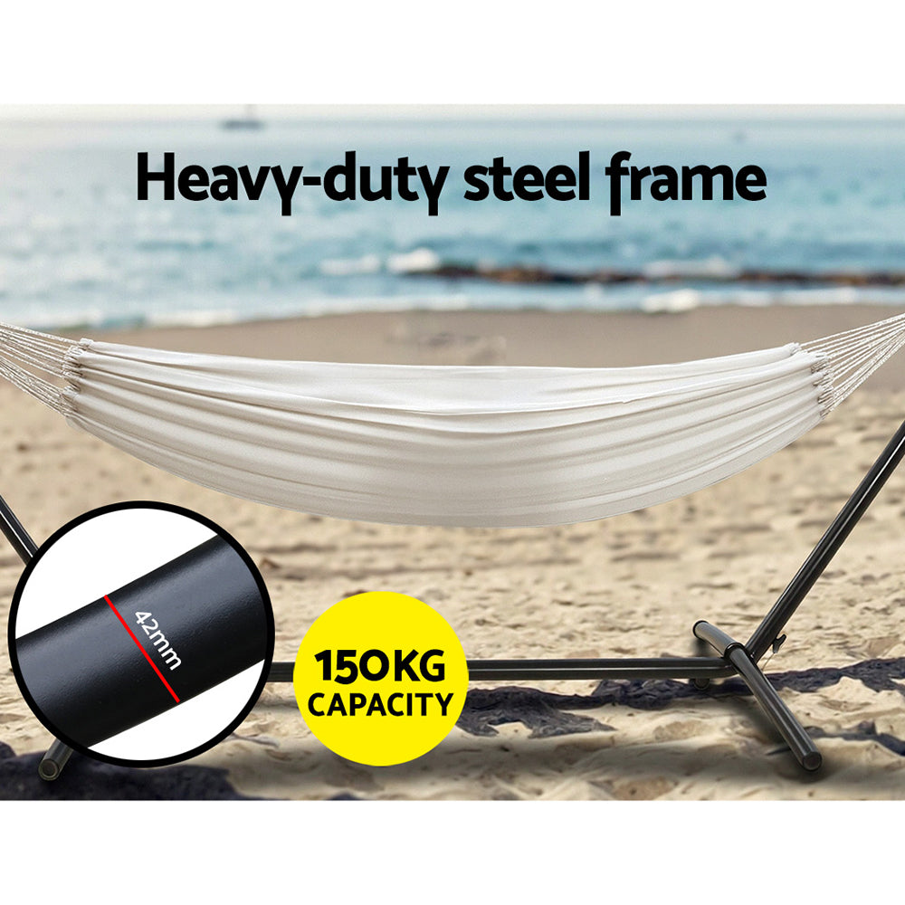 Bayou Cotton Hammock with Stand – Cream – Single