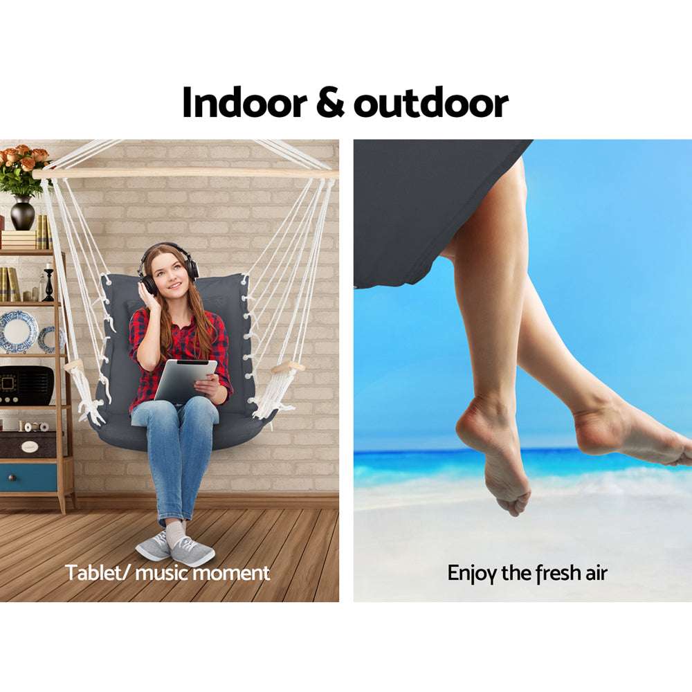 Korra Hanging Hammock Chair – Grey – 138 cm