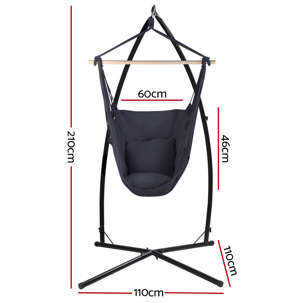 Serano Hanging Hammock Chair with Stand – Grey – Outdoor