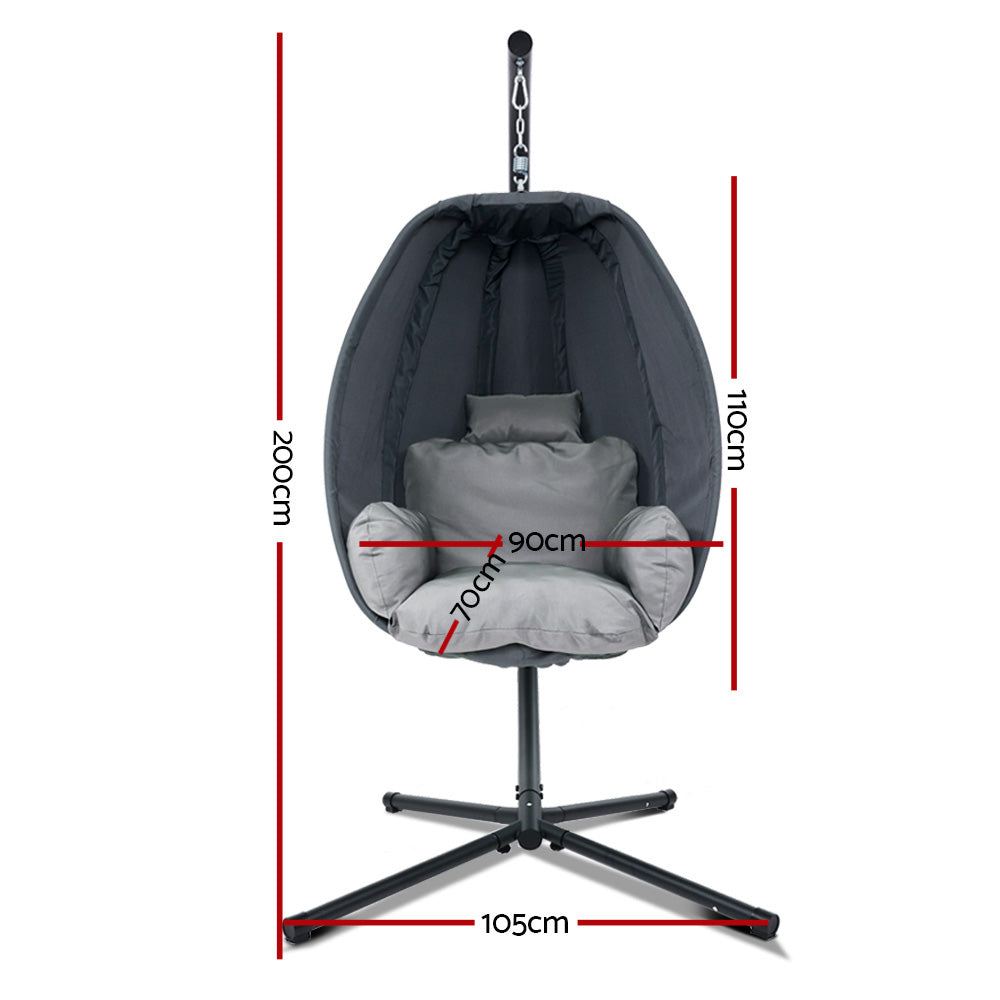 Solara Outdoor Egg Swing Chair – Grey – Canopy