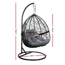 Wicker Rattan Egg Swing Chair – Grey with Cushion & Stand