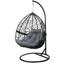 Wicker Rattan Egg Swing Chair – Grey with Cushion & Stand