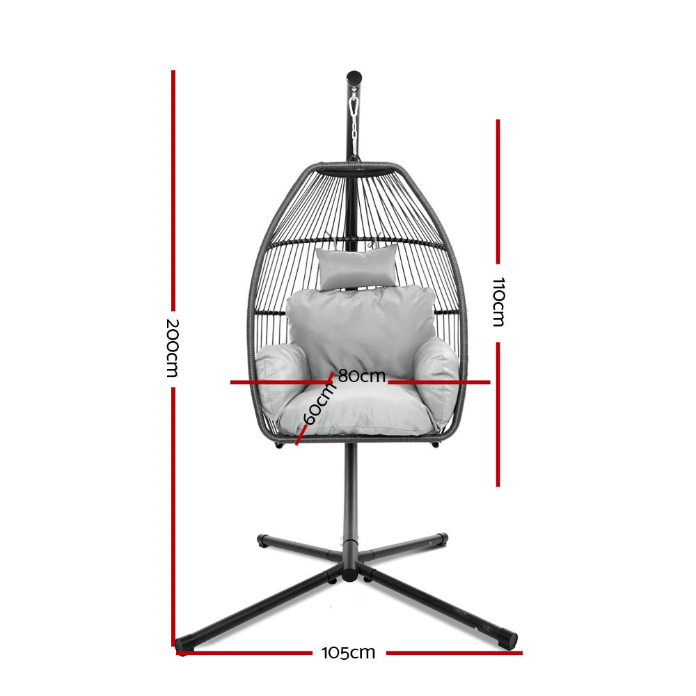 Nexara Outdoor Egg Swing Chair – Grey – Wicker