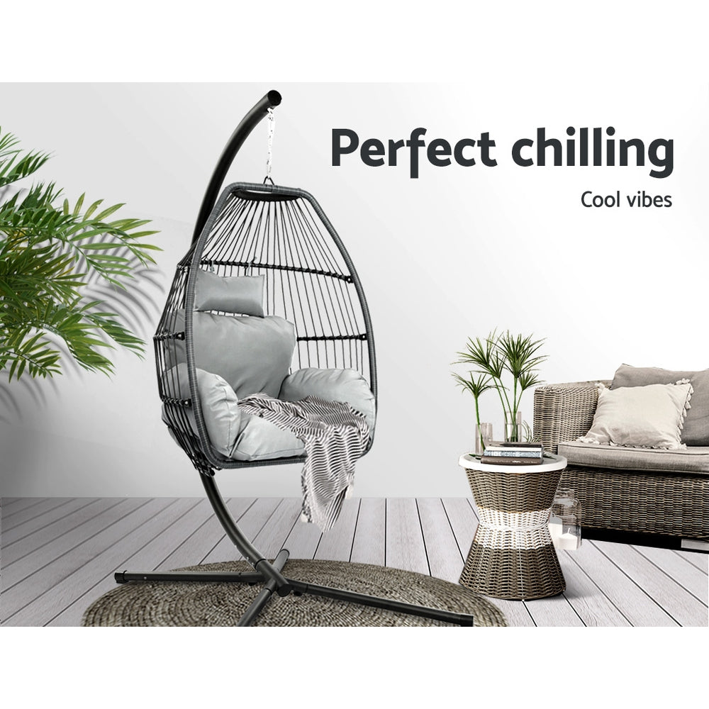 Nexara Outdoor Egg Swing Chair – Grey – Wicker