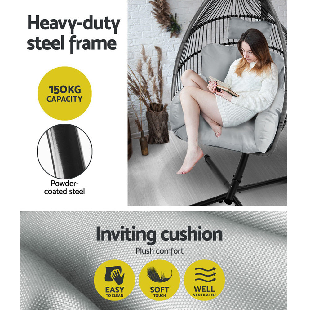 Nexara Outdoor Egg Swing Chair – Grey – Wicker