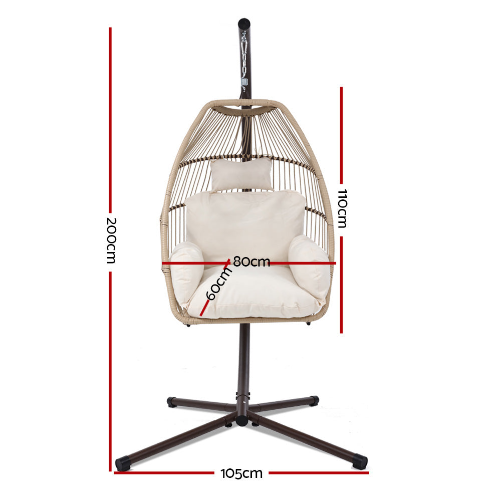 Mirava Outdoor Egg Swing Chair – Beige – Wicker