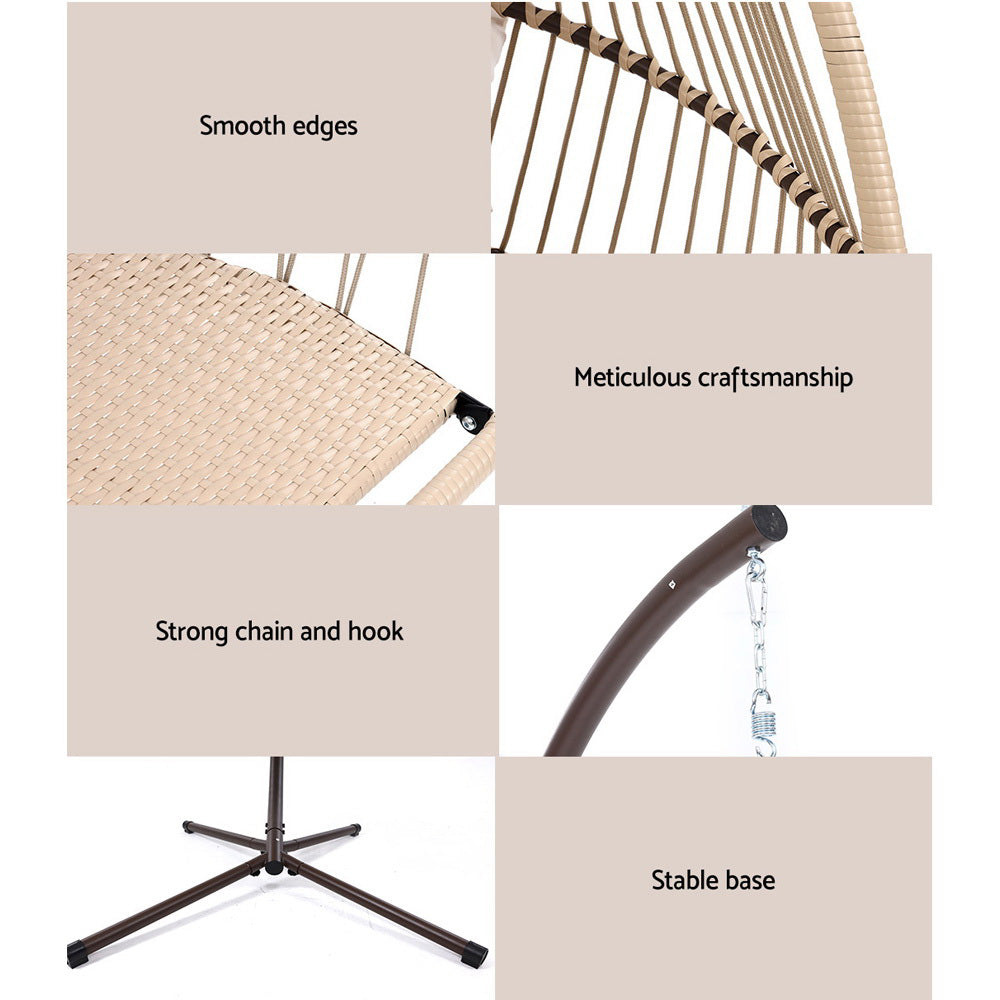 Mirava Outdoor Egg Swing Chair – Beige – Wicker