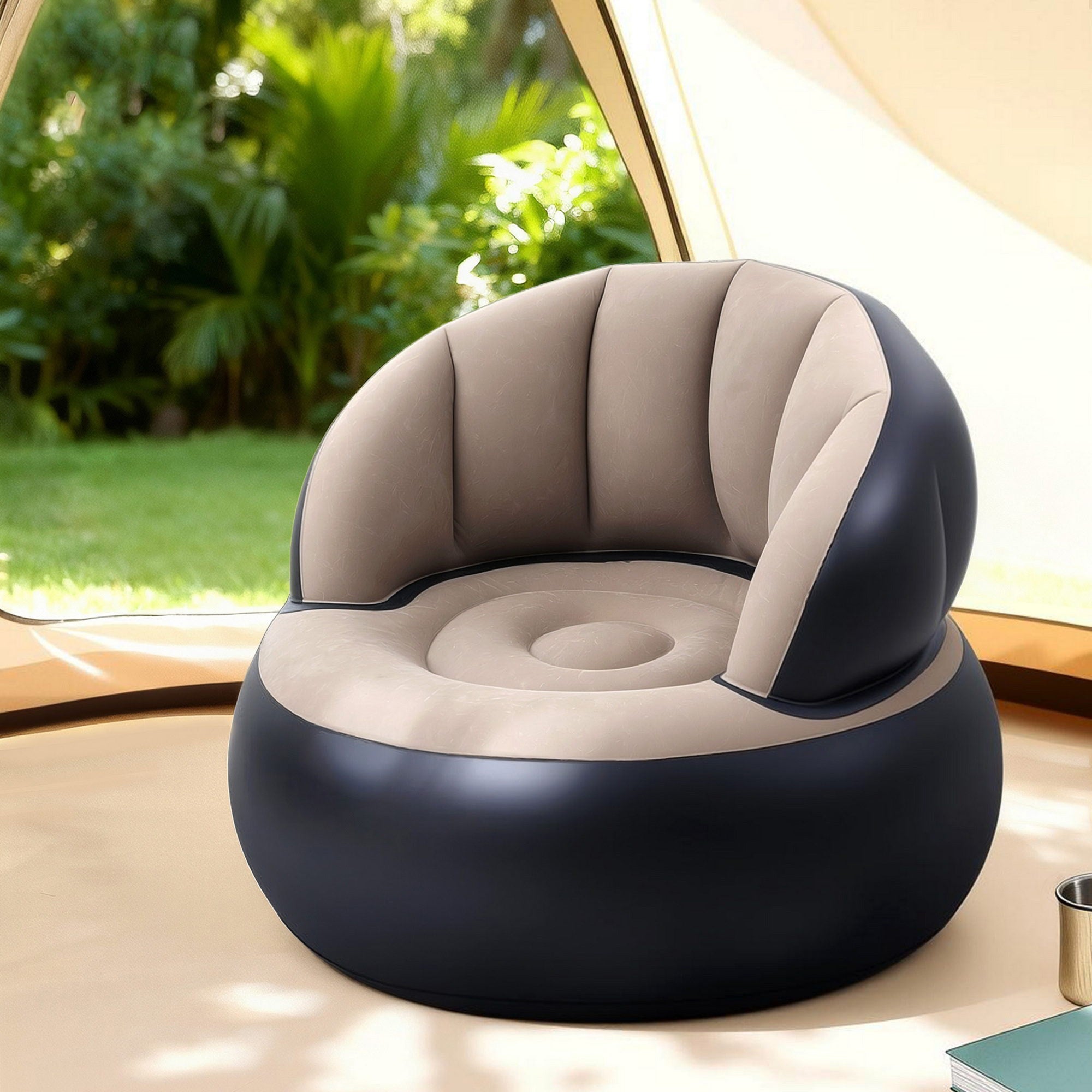 Inflatable Chair Blow Up Folding Air Chairs Sofa for Camping with Pump