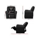 Kids Leather Recliner Chair - Black