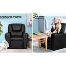 Kids Leather Recliner Chair - Black