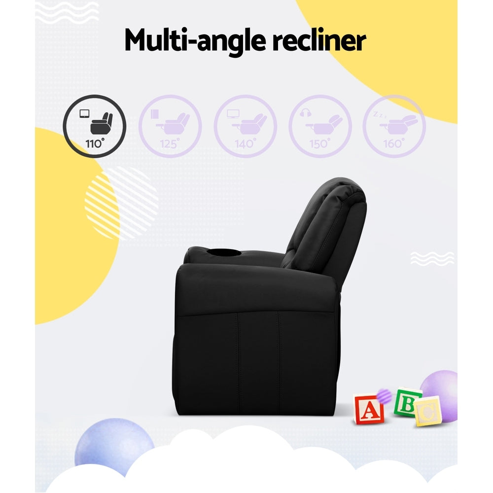 Nero Kids Leather Recliner Chair – Black