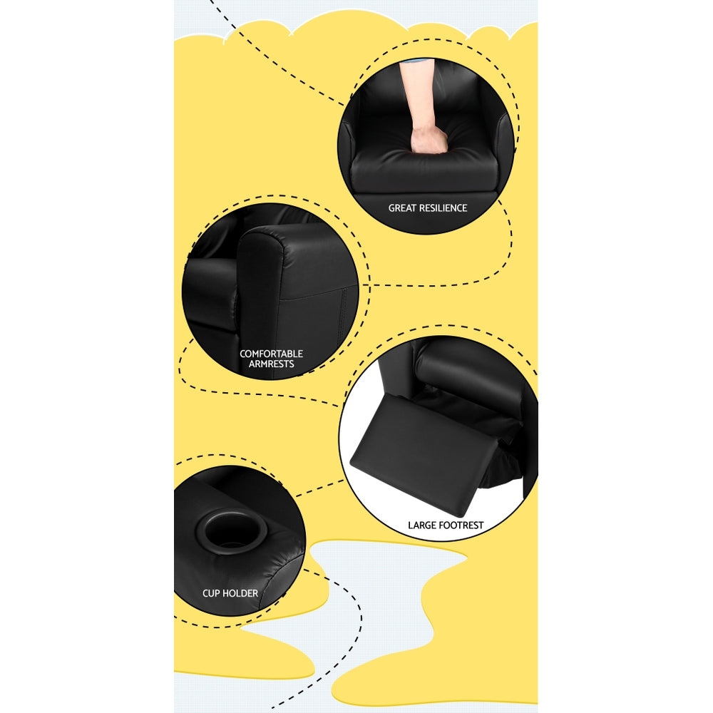 Nero Kids Leather Recliner Chair – Black