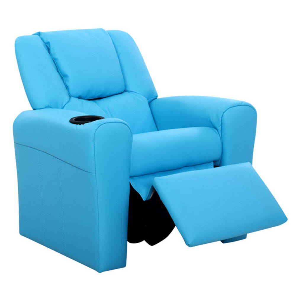 Piccolo Kids Leather Recliner Chair – Blue