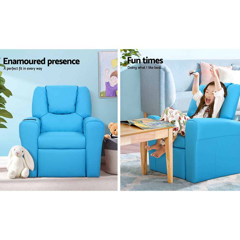 Piccolo Kids Leather Recliner Chair – Blue