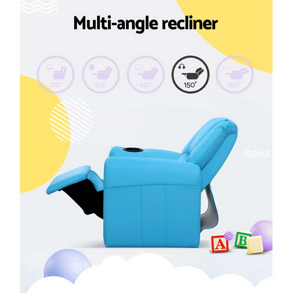 Piccolo Kids Leather Recliner Chair – Blue