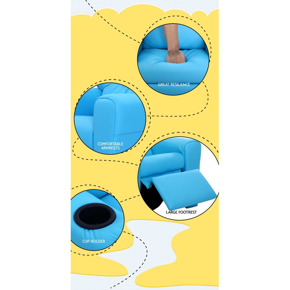 Piccolo Kids Leather Recliner Chair – Blue