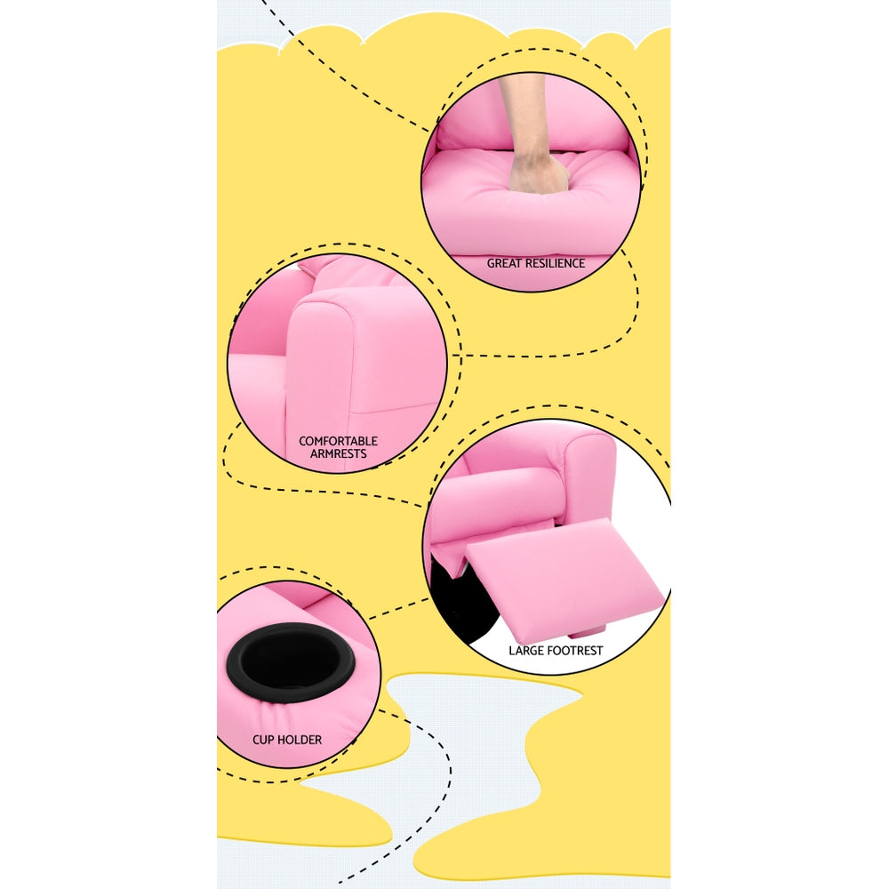 Lilia Kids Leather Recliner Chair – Pink