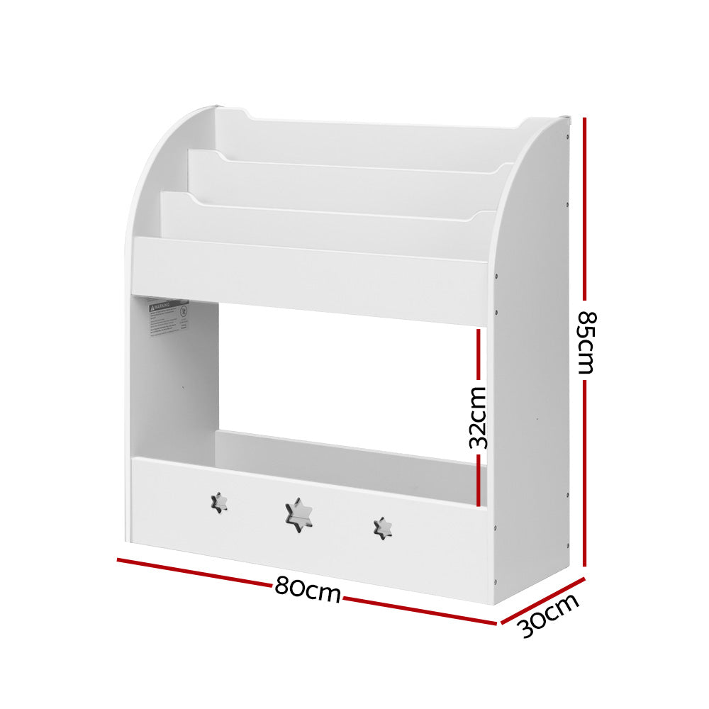 Keston Kids Magazine Rack Bookshelf – White – 3 Tier