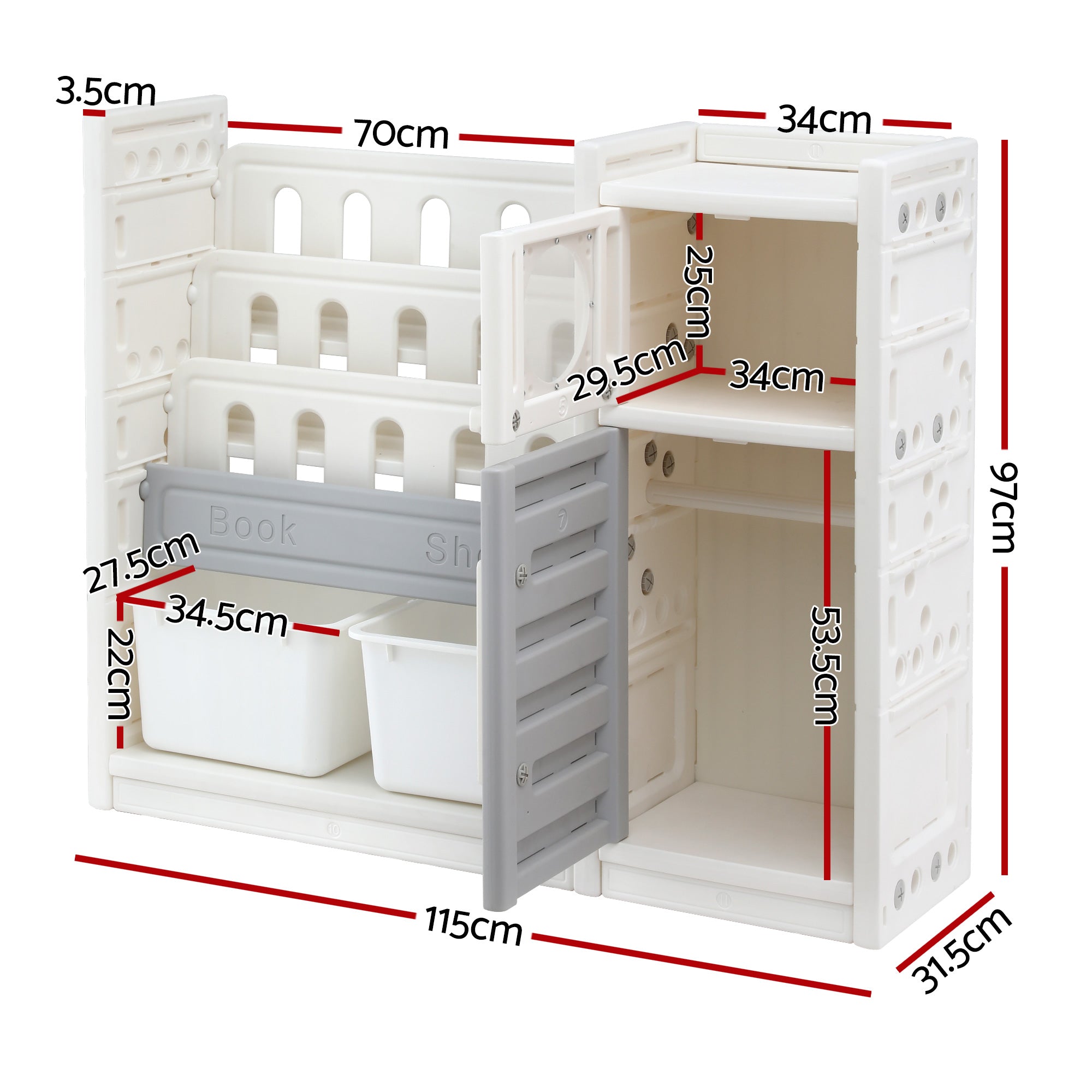 Darren Kids Bookshelf & Toy Storage Organizer – Multi – 3 Tier