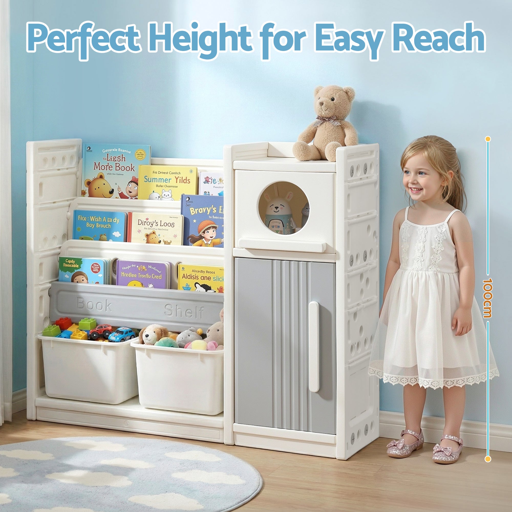 Darren Kids Bookshelf & Toy Storage Organizer – Multi – 3 Tier