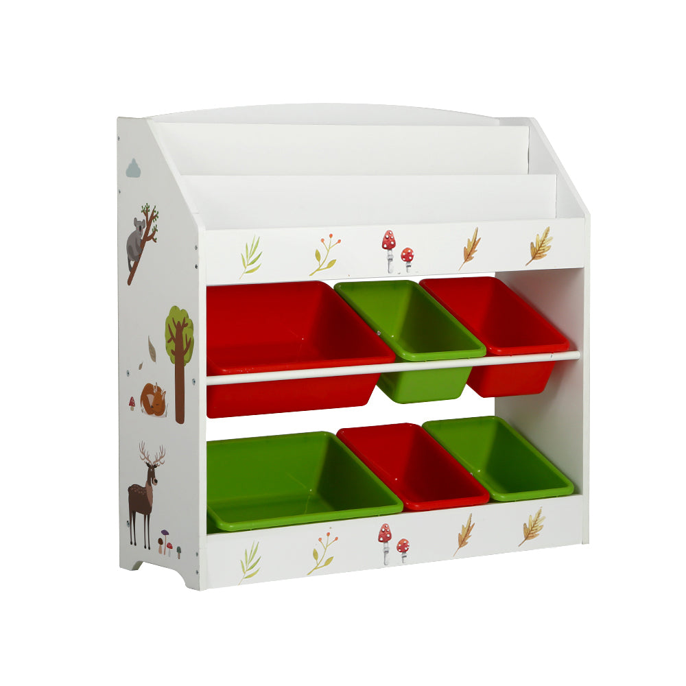 Linden Kids Bookshelf with Storage Bins – Multicolour – 3 Tier