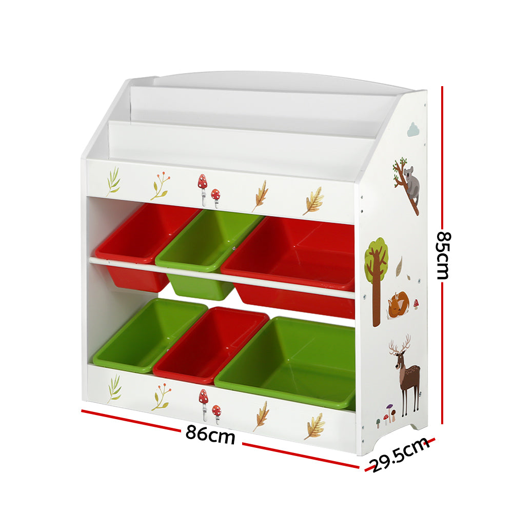 Linden Kids Bookshelf with Storage Bins – Multicolour – 3 Tier